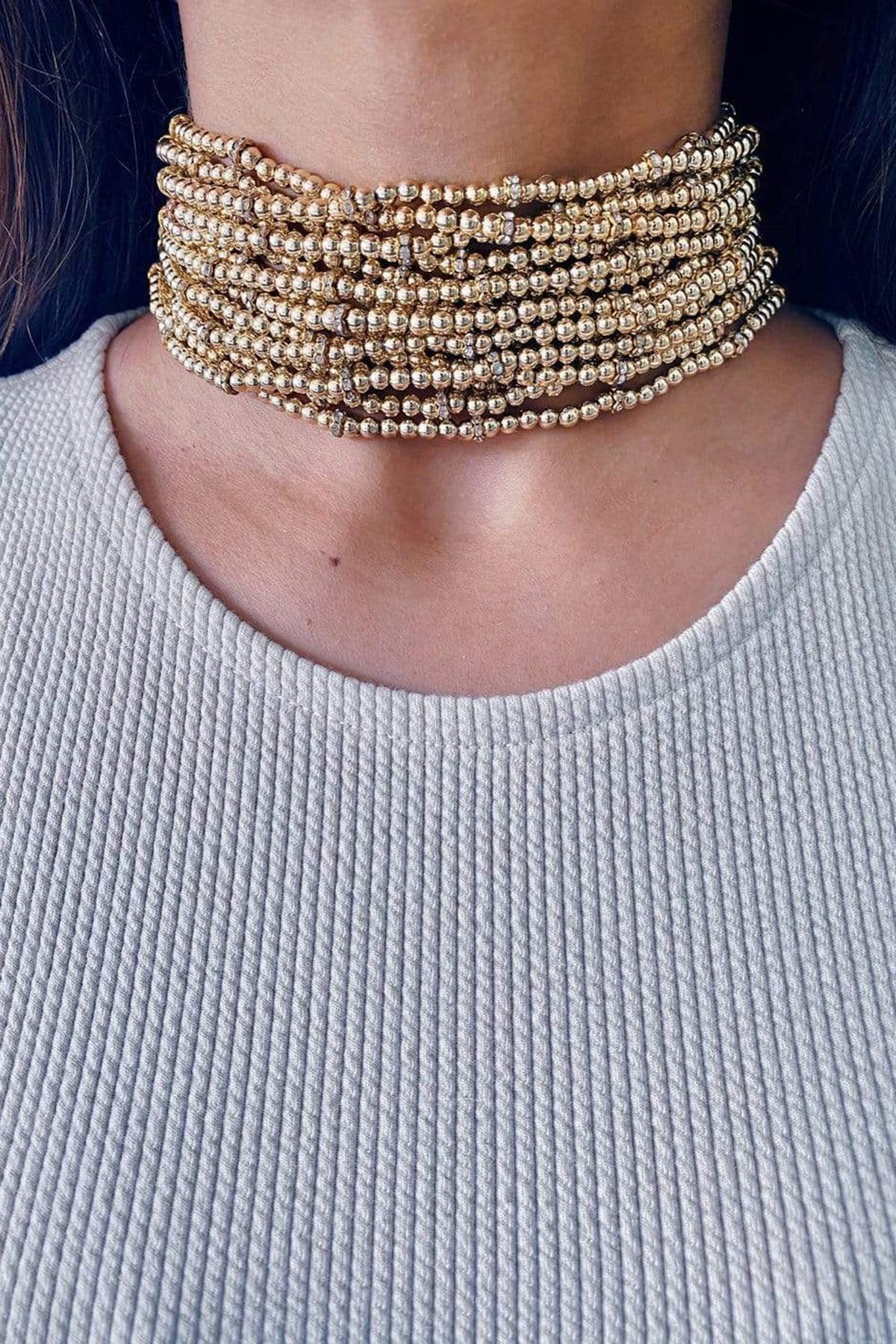 Gold Plated Pearl Choker Necklace