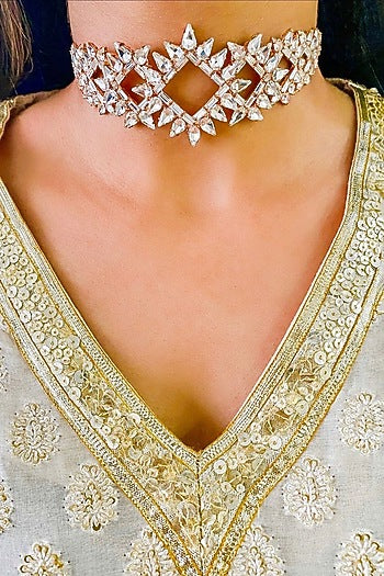 Rose Gold Plated Zircon Choker Necklace