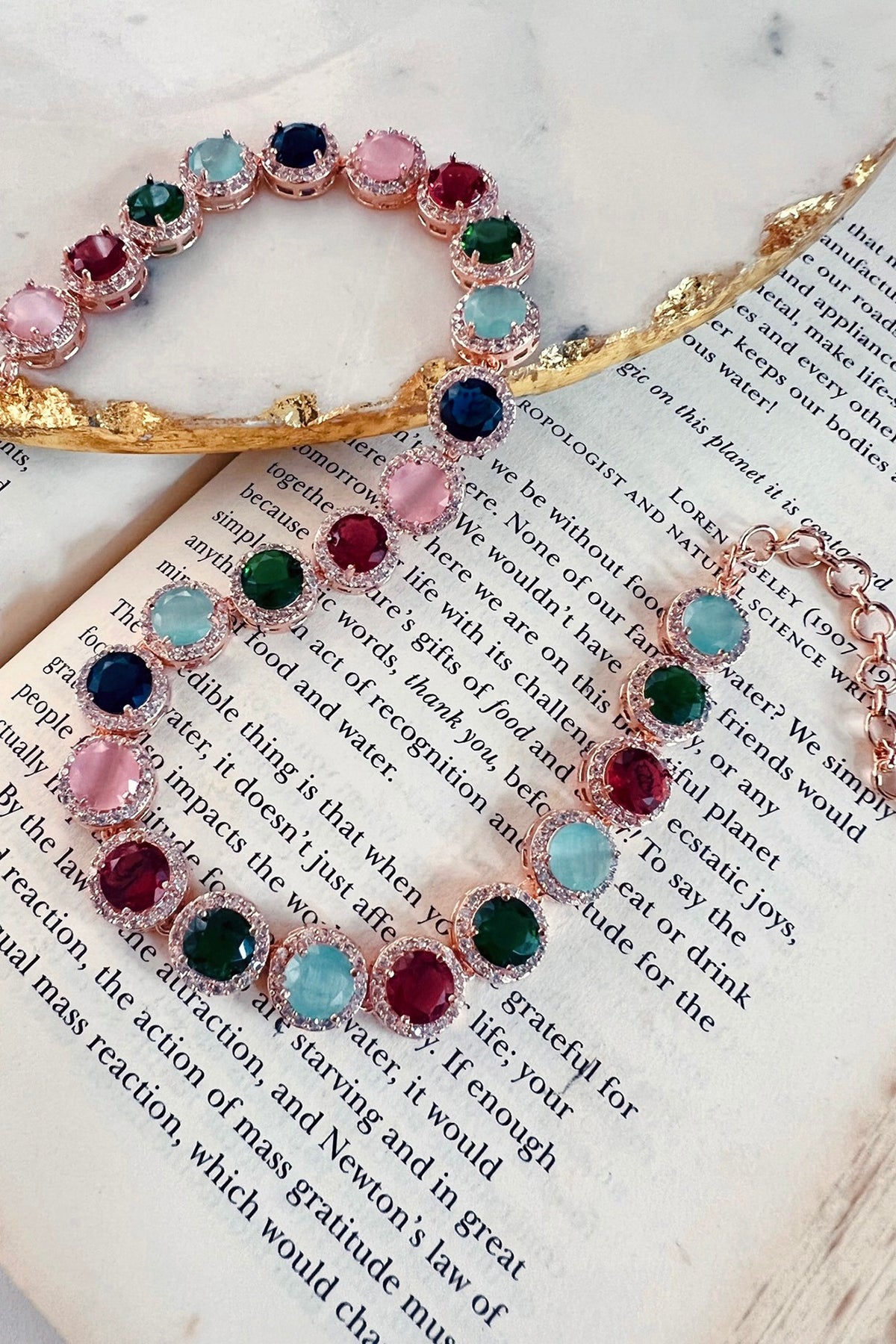 Rose Gold Plated Multi-Colored Zircon Choker Necklace