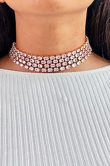Rose Gold Plated Zircon Choker Necklace