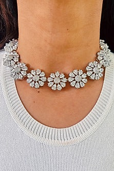 White Rhodium Plated Zircon Necklace