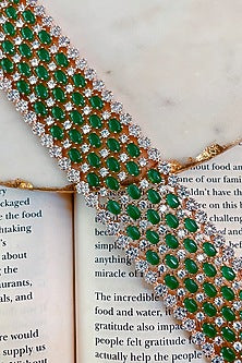 Rose Gold Plated Green & White Zircon Necklace