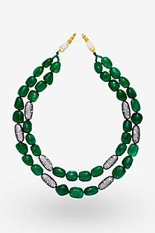 Two-Tone Finish Precious Carved Beaded Necklace