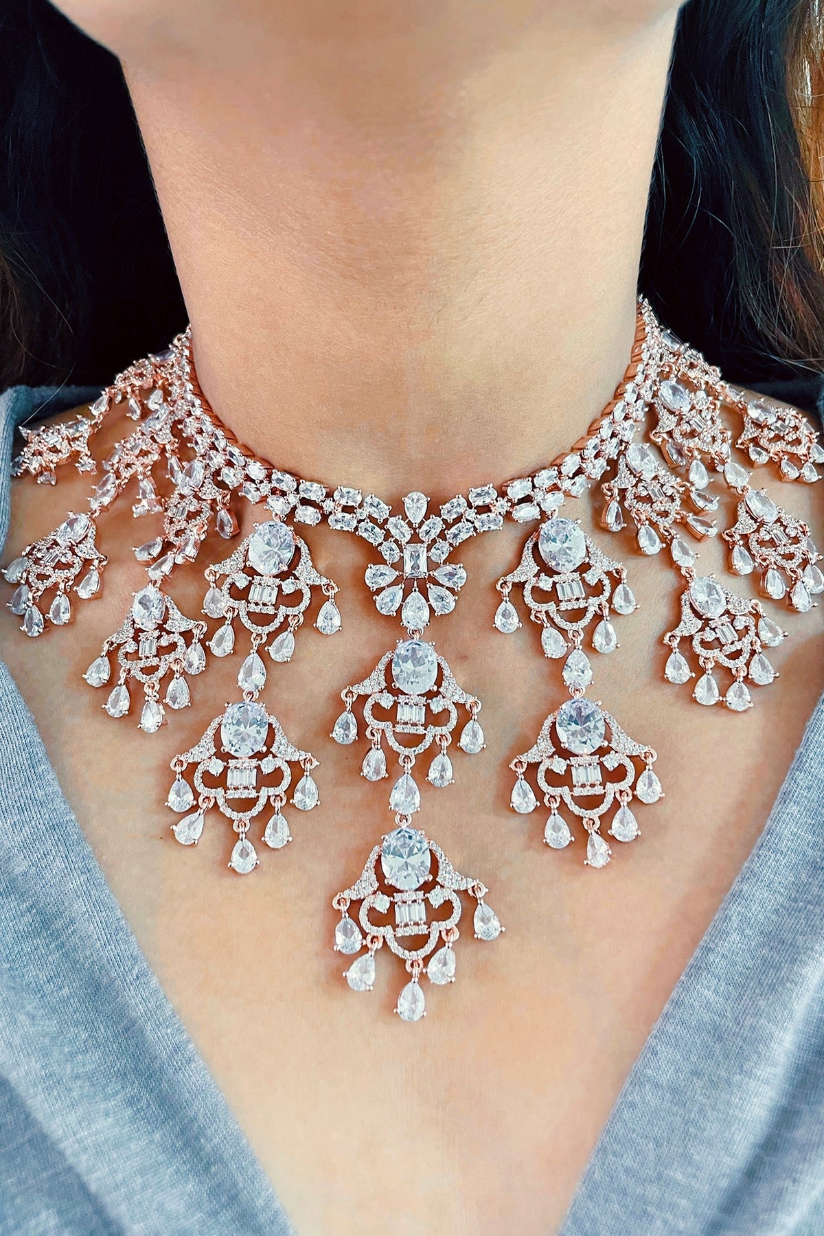 Rose Gold Plated Zircon Necklace