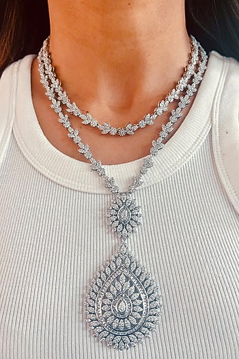 White Rhodium Plated Zircon Necklace