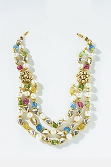 Gold Plated Multi-Colored Kundan Polki Long Necklace