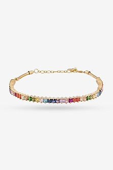 Gold Plated Multi-Colored Stone Choker Necklace