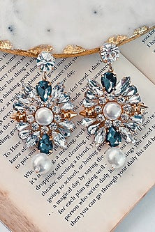 Rose Gold Finish Multi-Colored Swarovski Dangler Earrings
