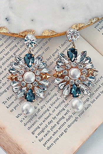 Rose Gold Finish Multi-Colored Swarovski Dangler Earrings