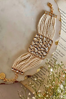 Gold Finish Kundan Polki Bracelet