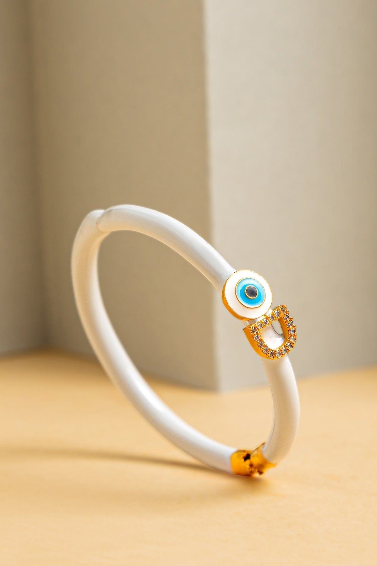 Gold Finish Enameled Evil-Eye Bracelet