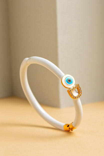 Gold Finish Enameled Evil-Eye Bracelet
