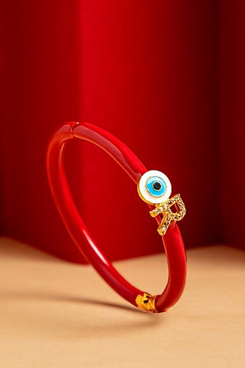 Gold Finish Enameled Evil-Eye Bracelet