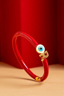 Gold Finish Enameled Evil-Eye Bracelet