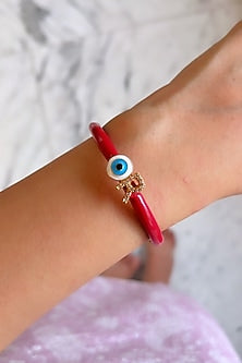 Gold Finish Enameled Evil-Eye Bracelet