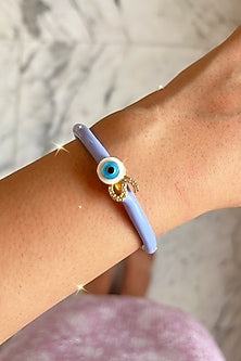 Gold Finish Enameled Evil-Eye Bracelet