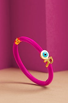 Gold Finish Enameled Evil-Eye Bracelet