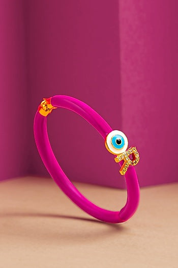 Gold Finish Enameled Evil-Eye Bracelet