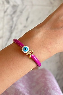 Gold Finish Enameled Evil-Eye Bracelet