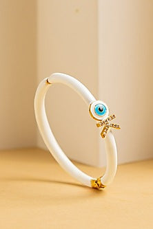 Gold Finish Enameled Evil-Eye Bracelet