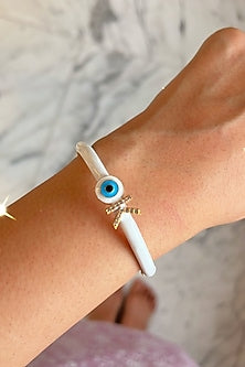 Gold Finish Enameled Evil-Eye Bracelet