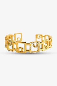 Gold Finish Crystal Cuff
