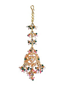 Gold Finish Swarovski Pearl Maang Tikka