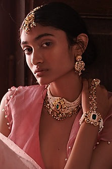 Gold Finish Swarovski Pearl Maang Tikka