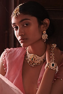 Gold Finish Swarovski Pearl Maang Tikka