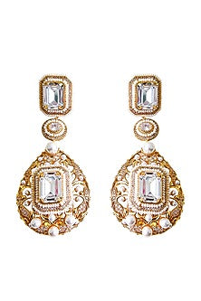 Gold Plated Swarovski Pearl Dangler Earrings