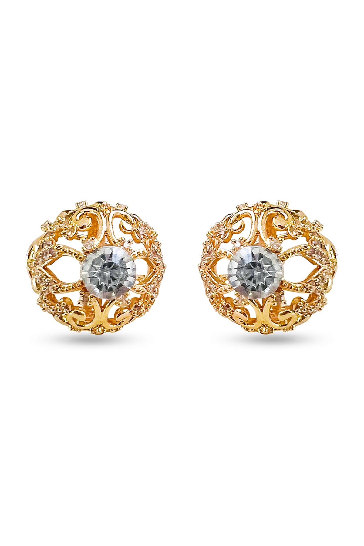 Gold Finish Earrings With Swarovski