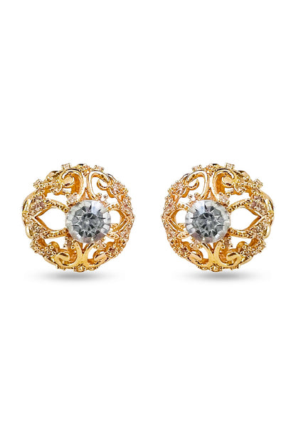 Gold Finish Earrings With Swarovski