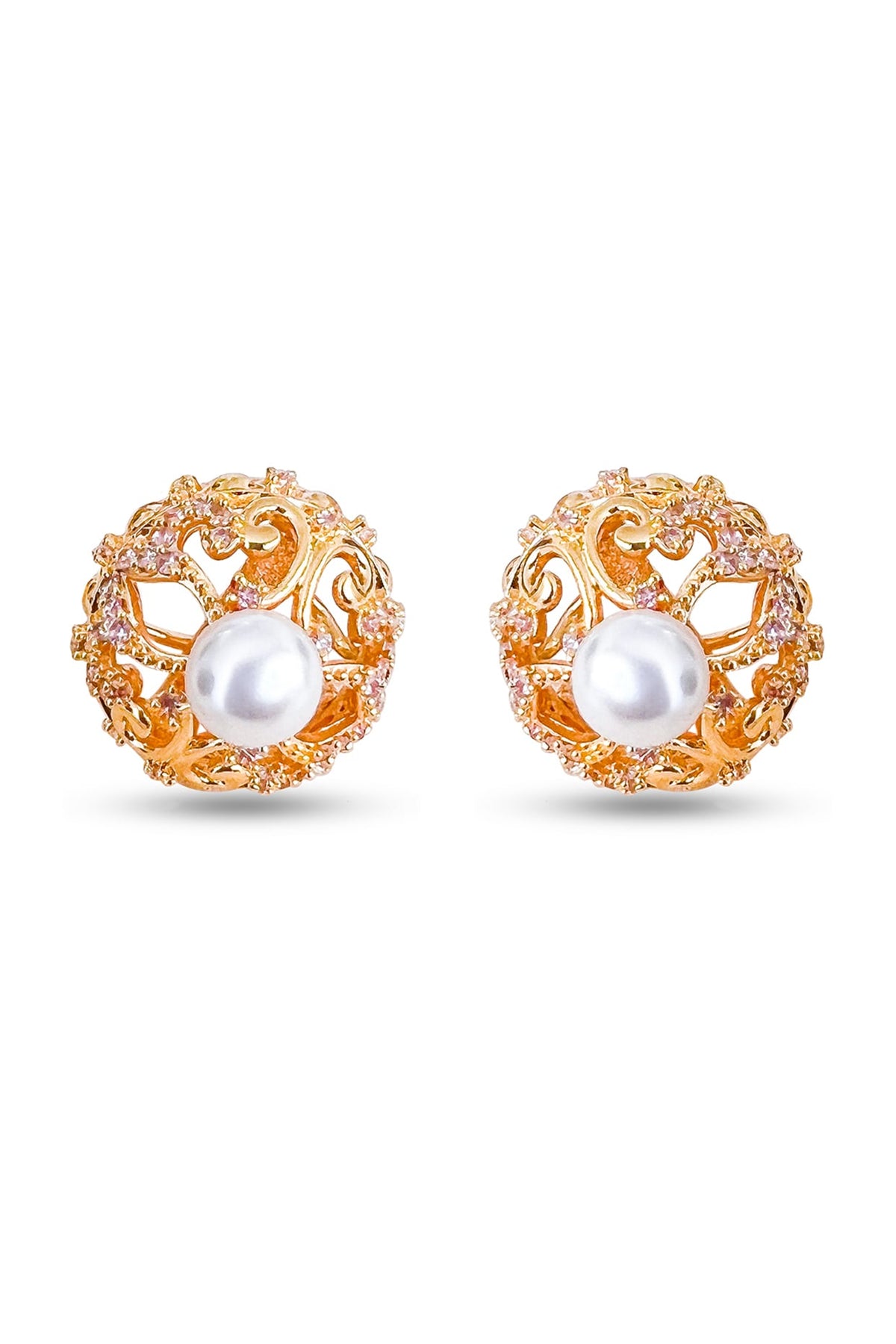Gold Finish Shell Pearl Earrings