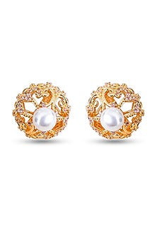 Gold Finish Shell Pearl Earrings