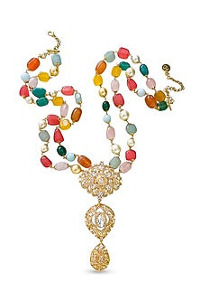 Gold Finish Semi-Precious Stone Necklace
