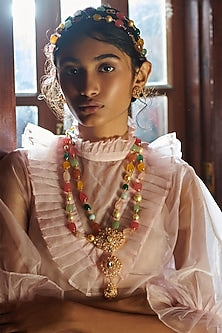 Gold Finish Semi-Precious Stone Necklace