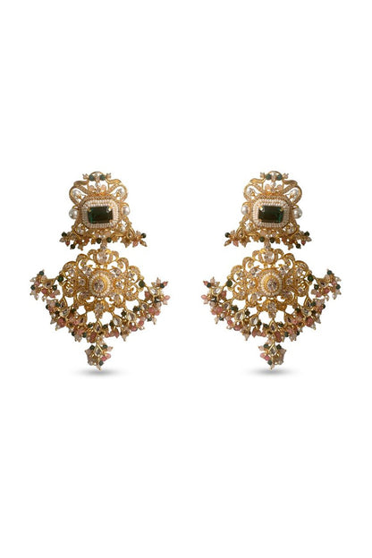 Gold Finish Semi-Precious Stone Earrings