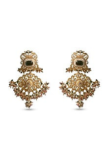 Gold Finish Semi-Precious Stone Earrings