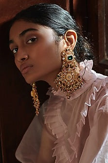 Gold Finish Semi-Precious Stone Earrings
