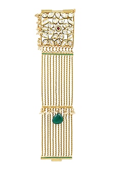 Gold Finish Pearls & Mirror Bracelet