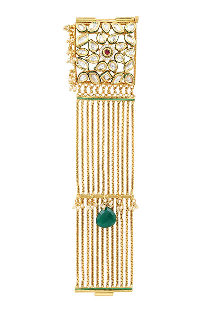 Gold Finish Pearls & Mirror Bracelet