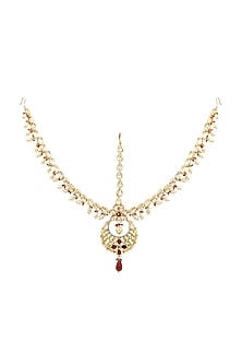 Gold Finish Red Stone Matha Patti