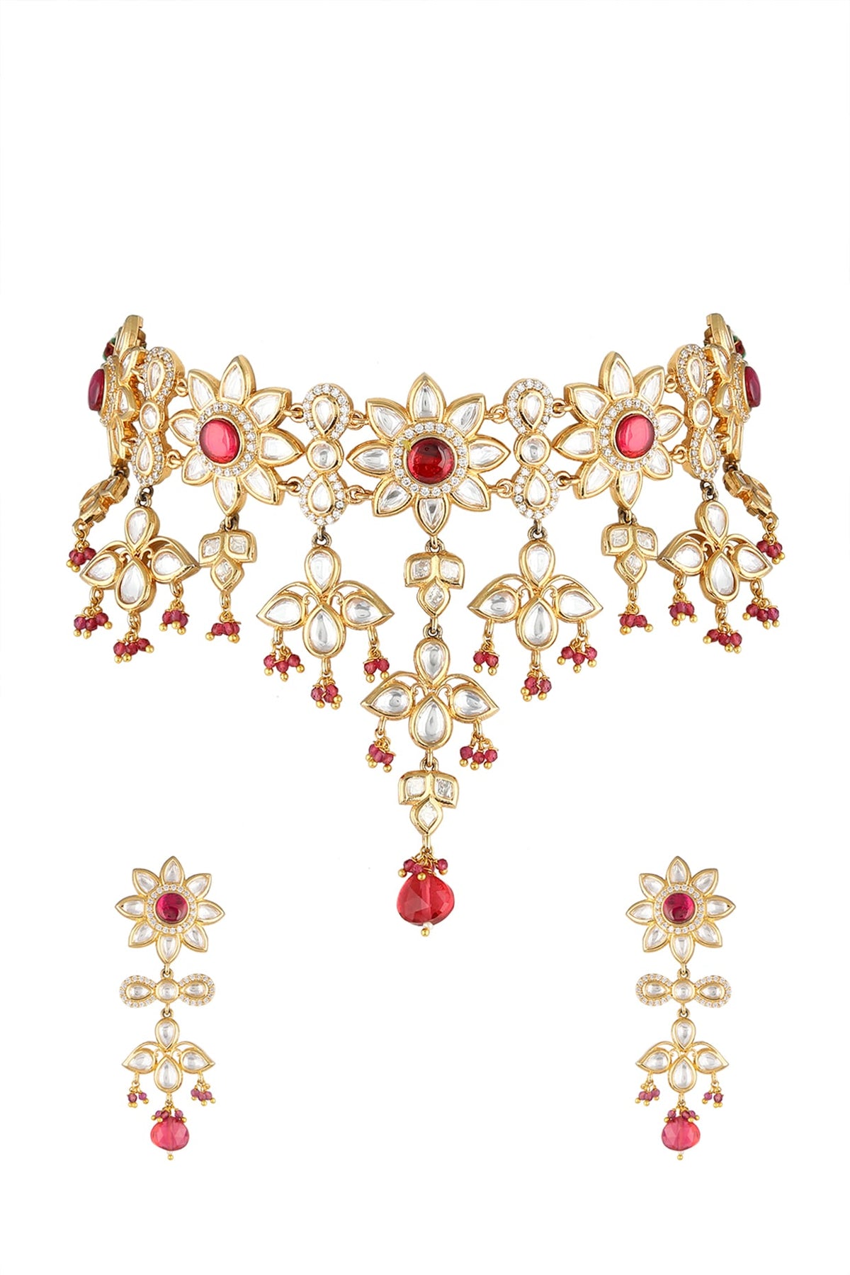 Gold Finish Handcrafted Zircon Necklace Set