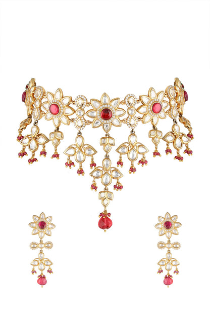 Gold Finish Handcrafted Zircon Necklace Set