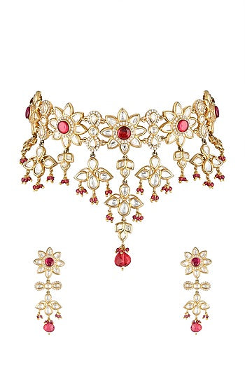 Gold Finish Handcrafted Zircon Necklace Set