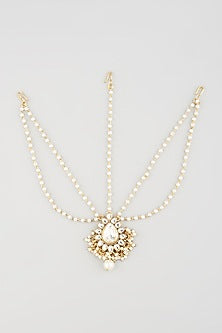 Gold Finish Kundan Polki Handcrafted Mathapatti