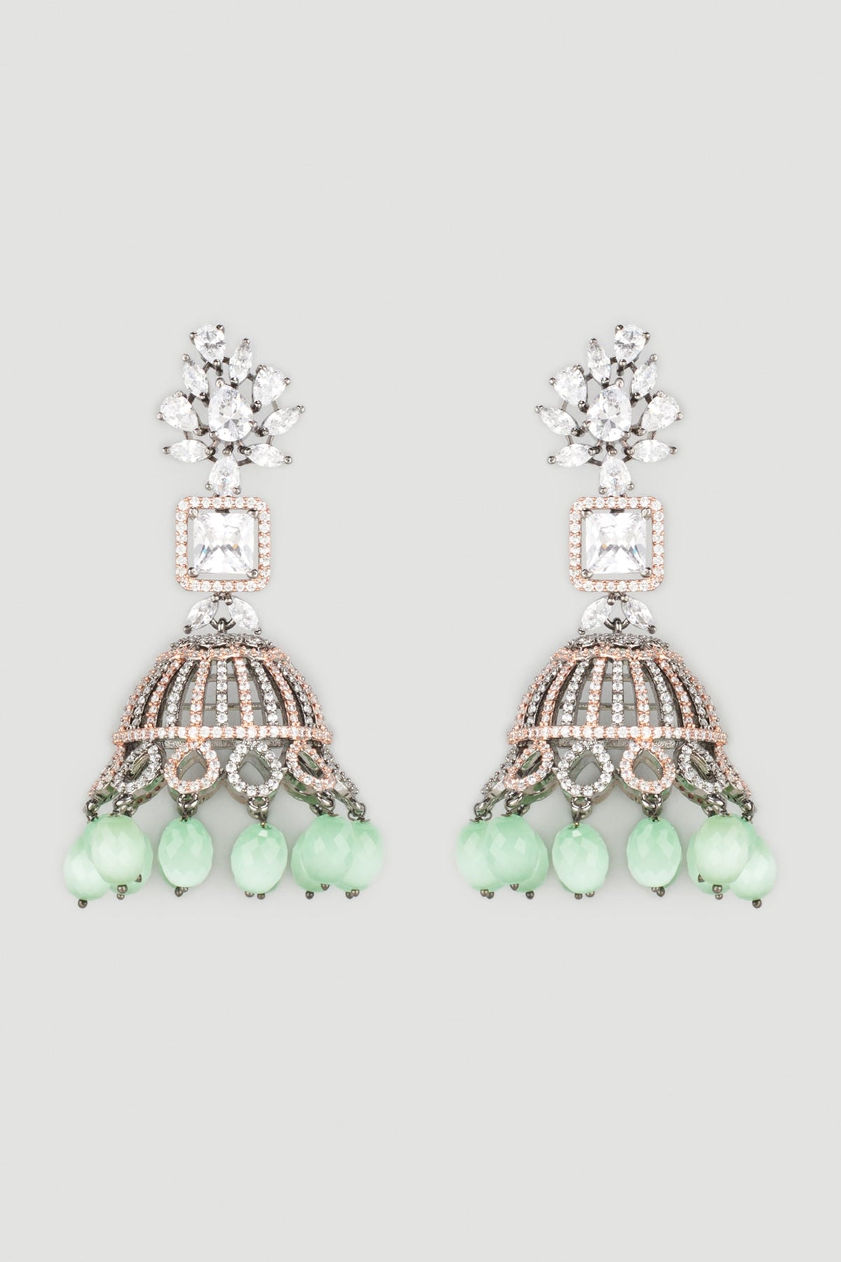 Two Tone Finish Faux Diamond Earrings