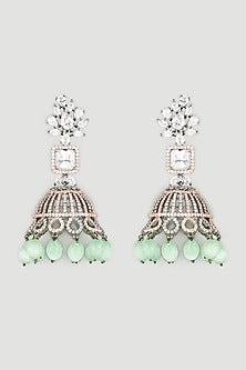 Two Tone Finish Faux Diamond Earrings
