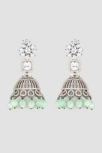 Two Tone Finish Faux Diamond Earrings