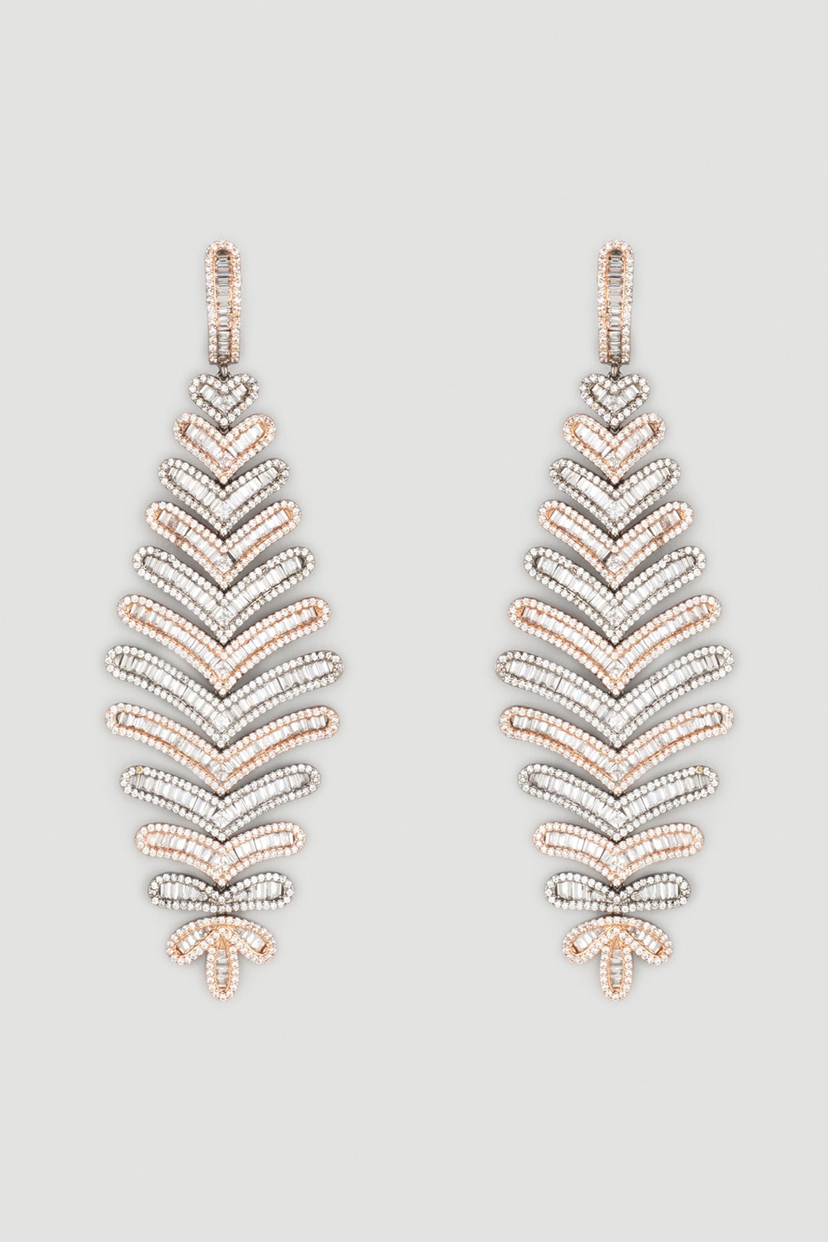 Two Tone Finish Earrings With Faux Diamonds
